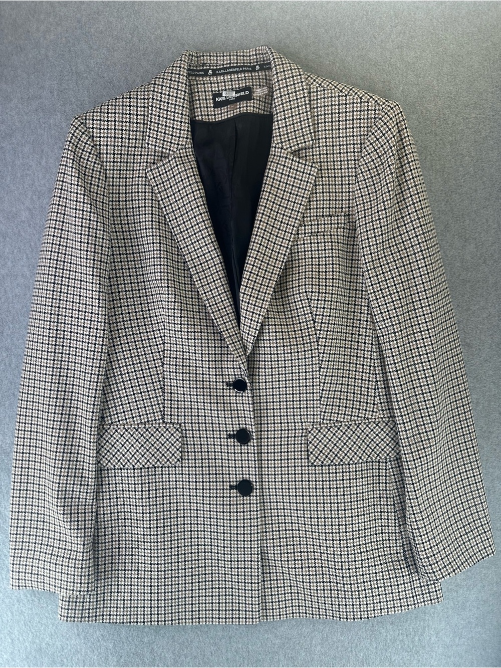 Karl Lagerfeld Classic Houndstooth 3-Button Blazer Plus Size 14 Preppy Career